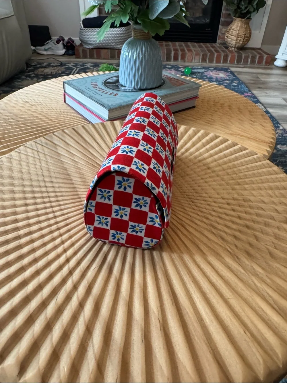 Dolce & Gabbana hard eyeglasses case vibrant red and white checkered pattern